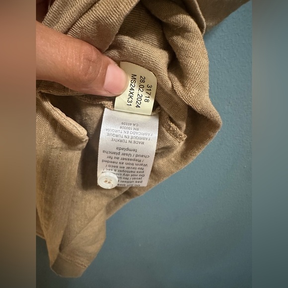 Peter Millar Crown Crafted Short Sleeve Linen Polo Shirt Sand Brown Men's Size M - Picture 6 of 6